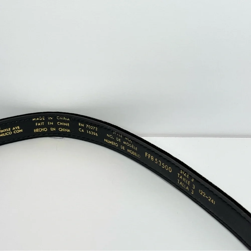 Vtg. Elisabeth Liz Claiborne Black Velvet Belt Gold Buckle Size 3X (22-24) NEW